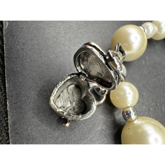 ALEXA'S ANGELS Heart Prayer Box Locket Charm Faux Pearl Beads Bracelet Sz 7.5 - Picture 7 of 8